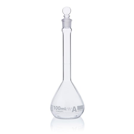 Globe Scientific Flask, Volumetric , Globe Glass, 100mL, Class A, To Contain (TC), ASTM E288, 6/Box 8200100